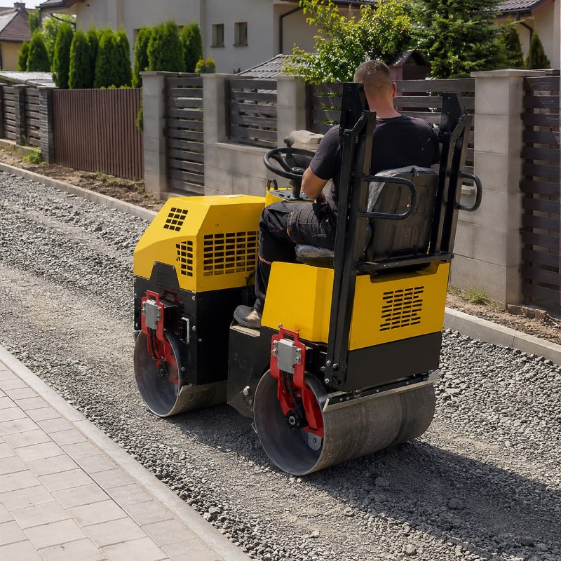 Heavy Equipment Construction - Dubbele trommel trilwegwals, zware bouwmachines, asfaltafwerkmachine,